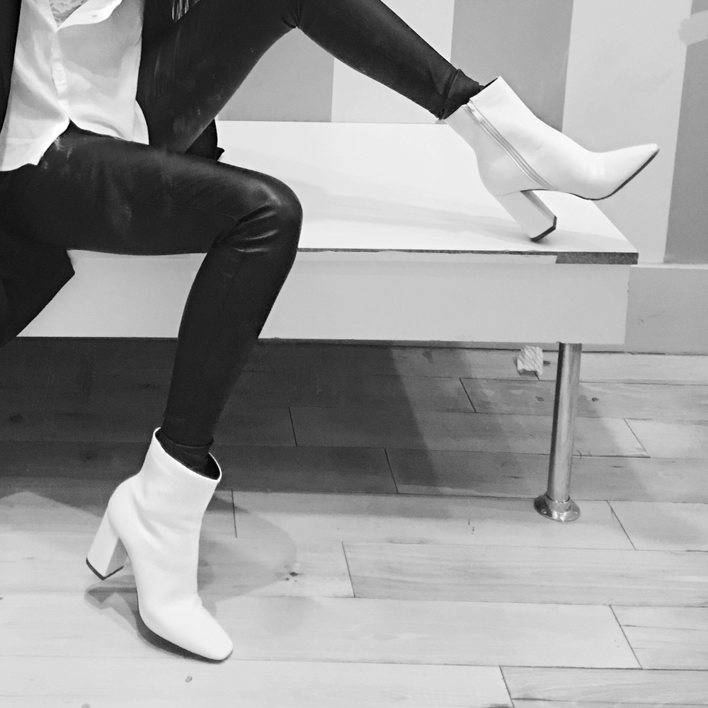 White ankle booties